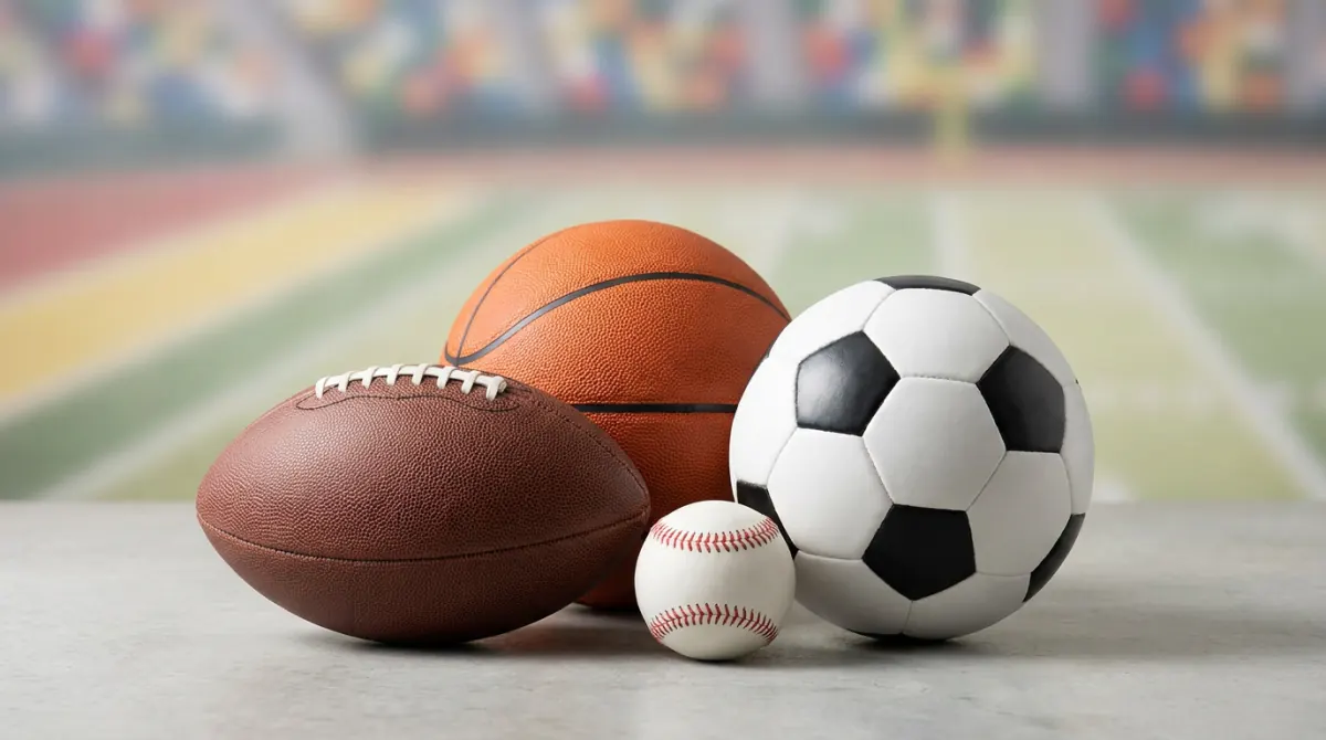 Random team generator — football, basketball, soccer ball and baseball